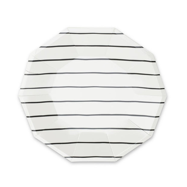 Frenchie Striped Large Plates in Black