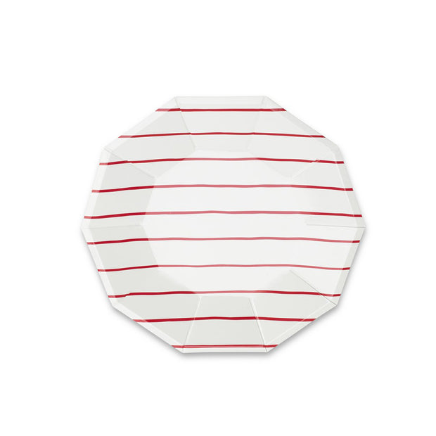 Frenchie Striped Small Plates in Red