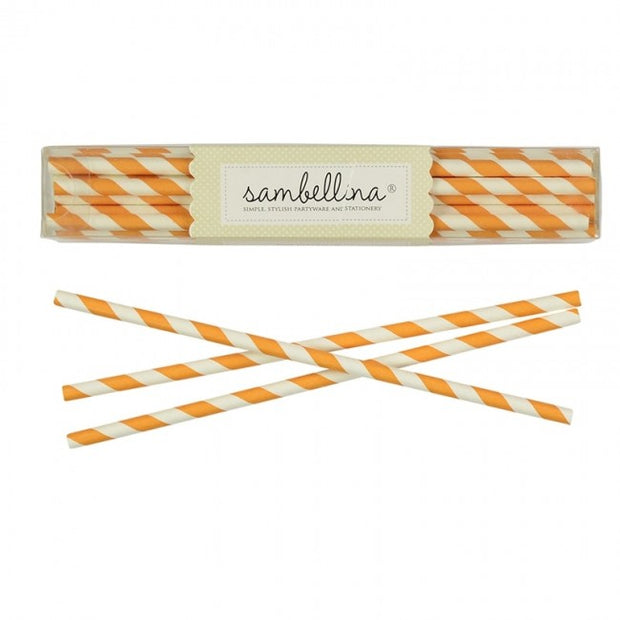 Orange Stripes Paper Straws