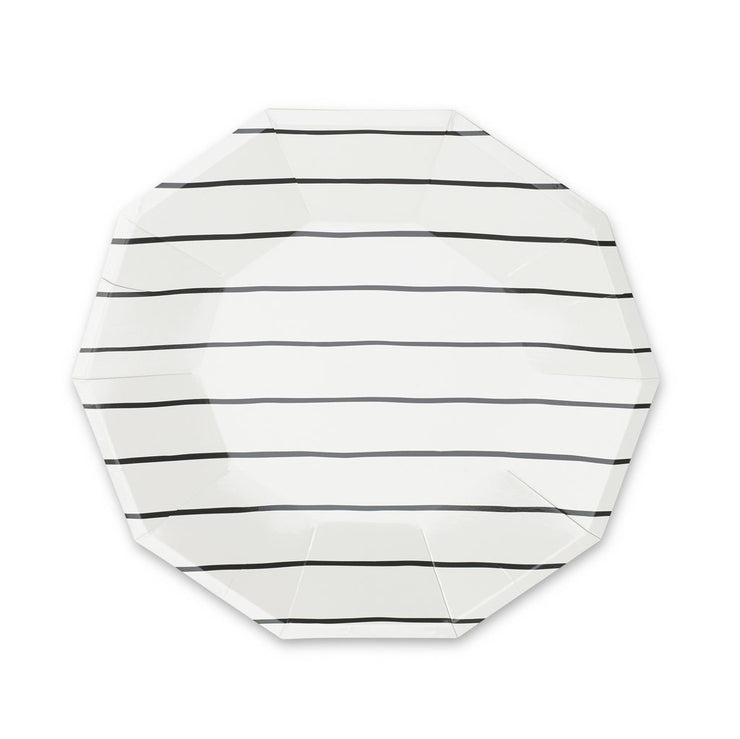Frenchie Striped Large Plates in Black