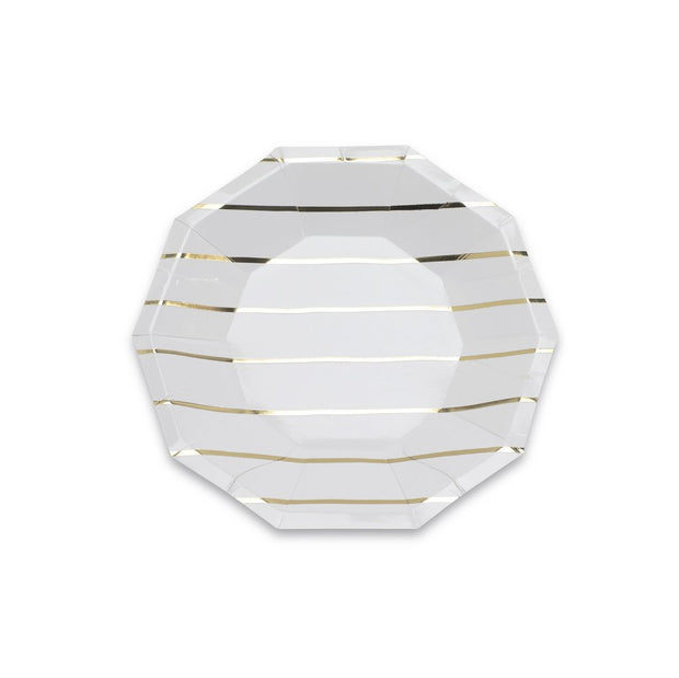 Frenchie Metallic Striped Small Plates in Gold