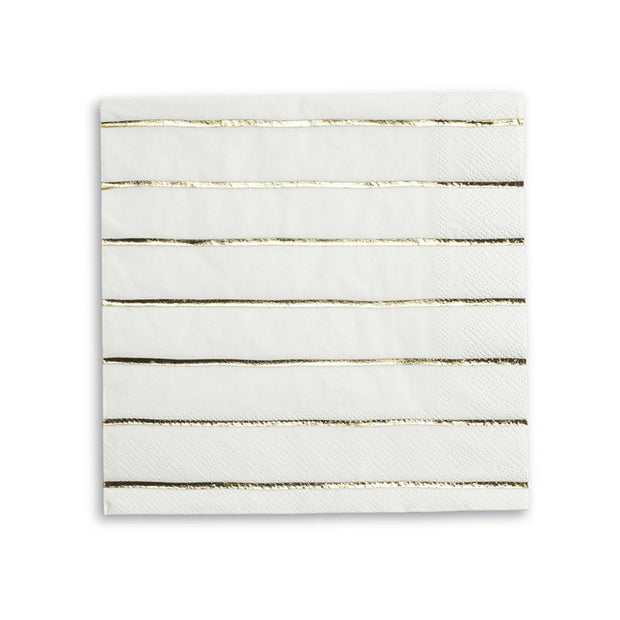 Frenchie Metallic Gold Striped Lunch Napkins