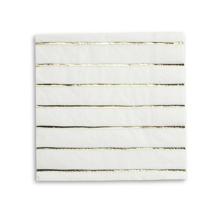 Frenchie Metallic Gold Striped Lunch Napkins