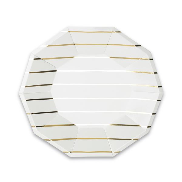 Frenchie Striped Large Plates in Gold