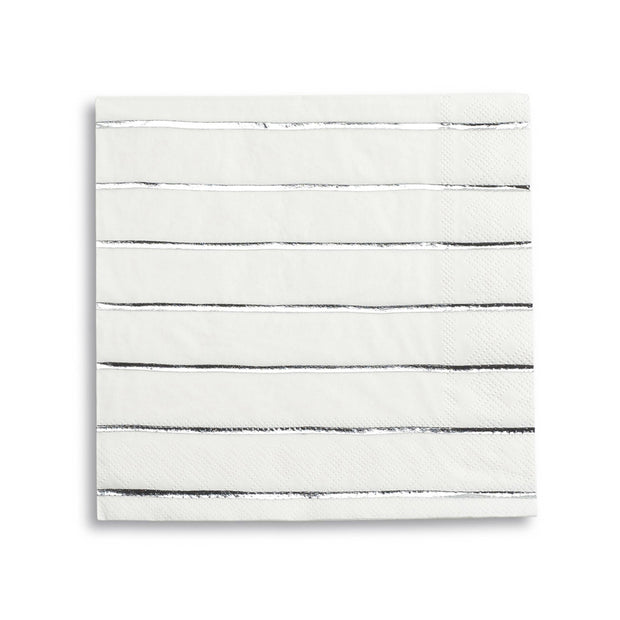 Frenchie Metallic Silver Striped Lunch Napkins