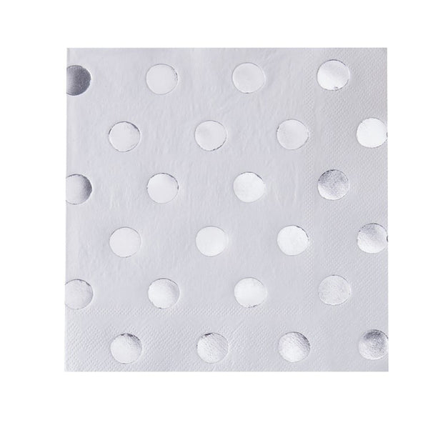 Silver Foiled Polka Dot Paper Napkins