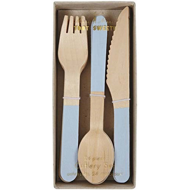 Blue Wooden Cutlery Set