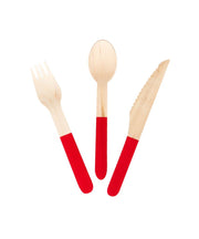 Red Wooden Cutlery Set