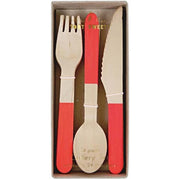 Red Wooden Cutlery Set