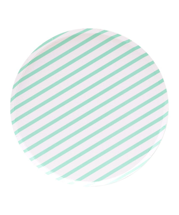 Mint Stripes Round Plates